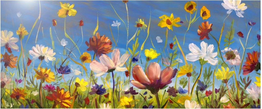 Festett kép egy virágzó rét (120x50 cm)
