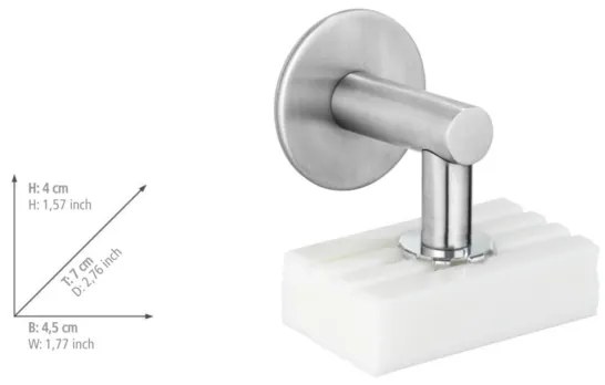 WENKO 24971100-Szappantartó TURBO-LOC 4,5x7 cm ezüstszínű