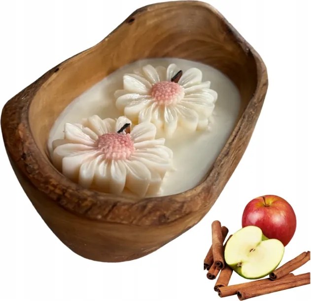 Dekoratív Illatgyertya Fában DMIO18S Arkay Alma és Fahéj