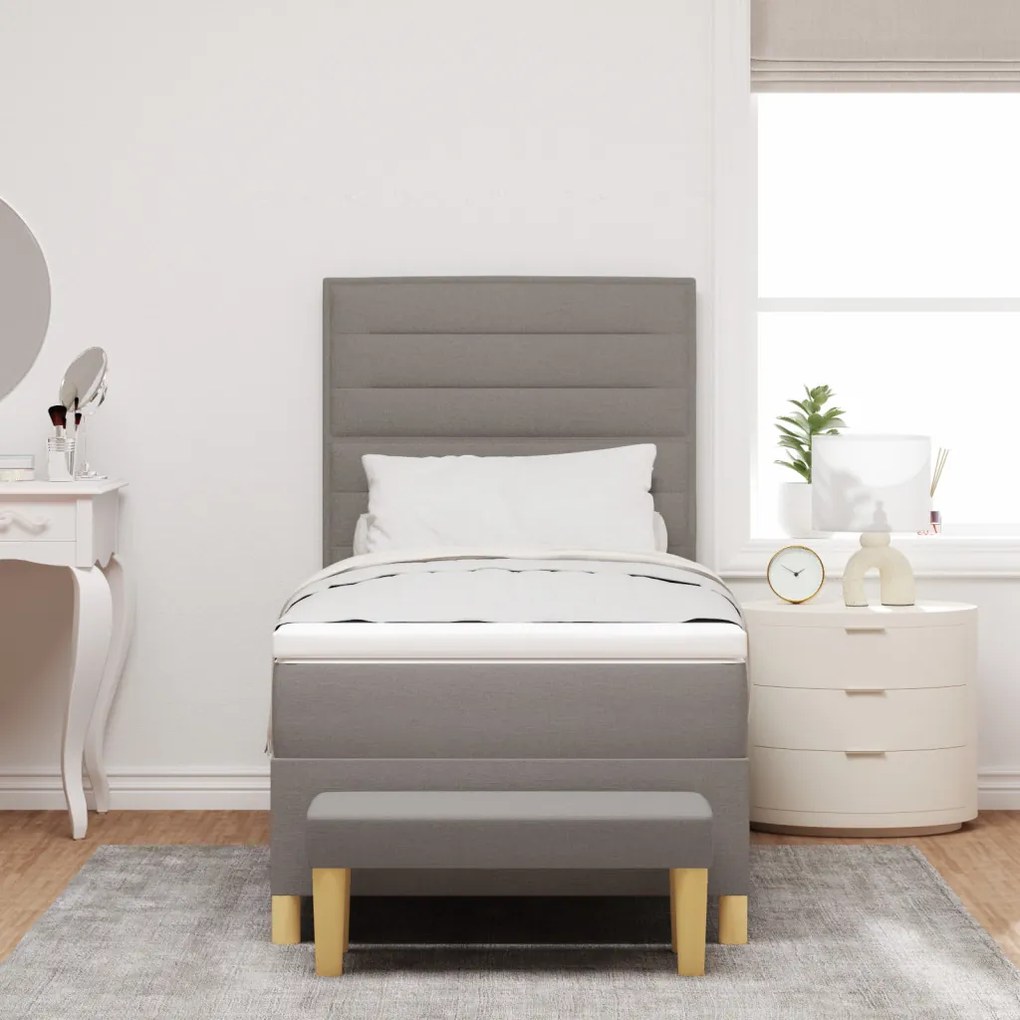 Box Spring Ágy Matraccal és Pad Taupe 80x200 cm Szövet