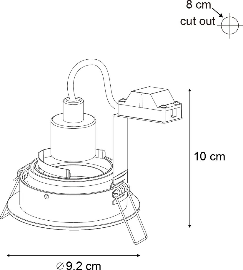Modern beépíthető spotlámpa, antracit szürke, GU10, 50 mm, kerek, dönthető - Chuck