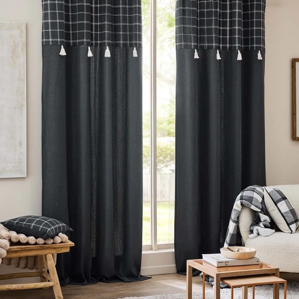 Antracitszürke pamutkeverék függöny 140x240 cm Everest – douceur d'intérieur