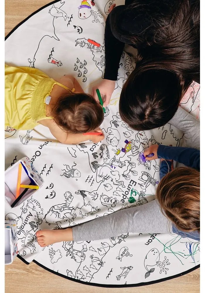 Colouring World színezhető szőnyeg és filctoll szett, ø 130 cm - Butter Kings