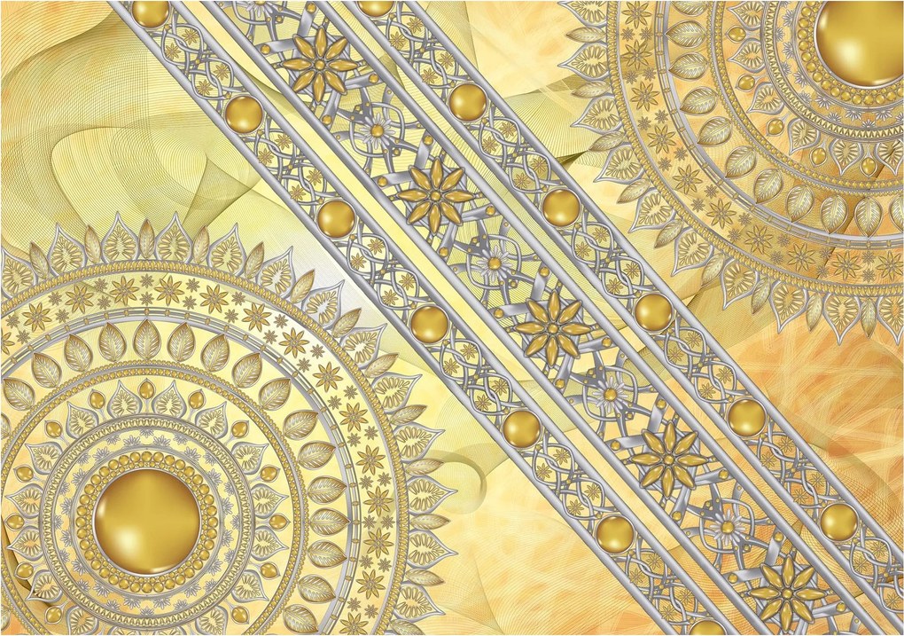 Fotótapéta Mandala bézs arany geometria hálószoba nappali 312x219 +ragasztó