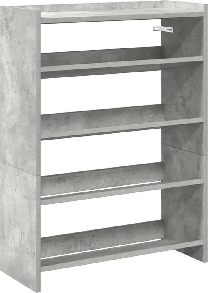 vidaXL betonszürke szerelt fa cipőtartó 60x25x81 cm