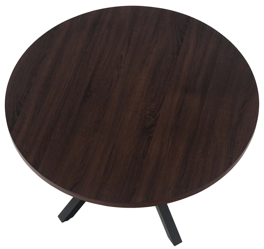 Étkezőasztal, sötét tölgy/fekete, átmérő 120 cm, MEDOR