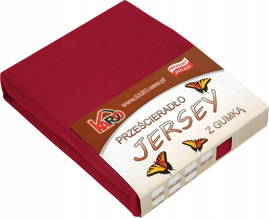 Gumis jersey lepedő 90x200 bordó 026 Karo