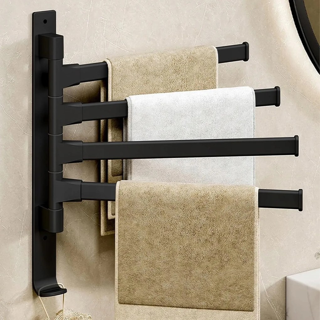 Fürdőszobai Fali Törölközőtartó Állítható Vállpánttal Fekete