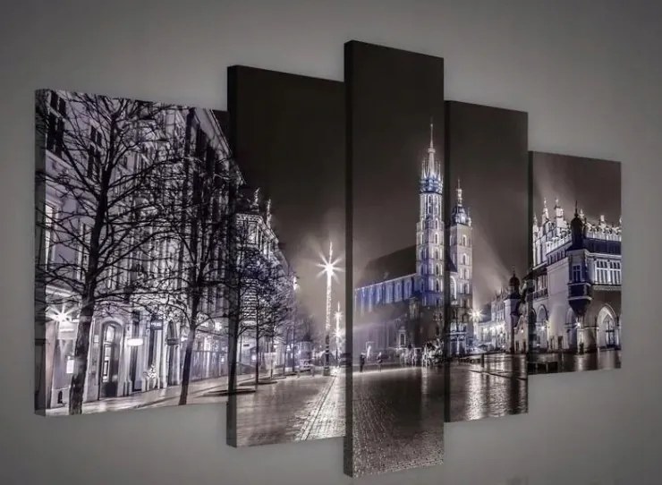 Vászonkép 170x100 Éjszakai város városkép utca építészet lámpák