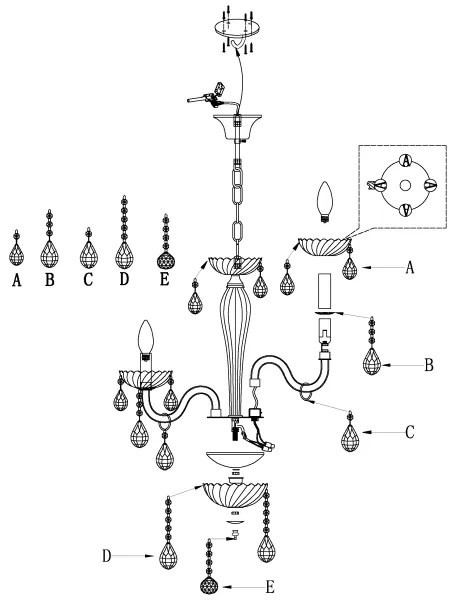 Eglo 39113- Csillár CARPENTO 5xE14/40W/230V
