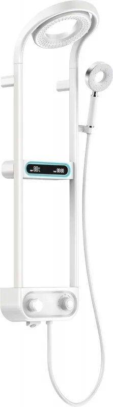 Mexen Peak falra szerelhető zuhanykészlet esőzuhannyal és csapteleppel, LED kijelző, fehér - 78106-20