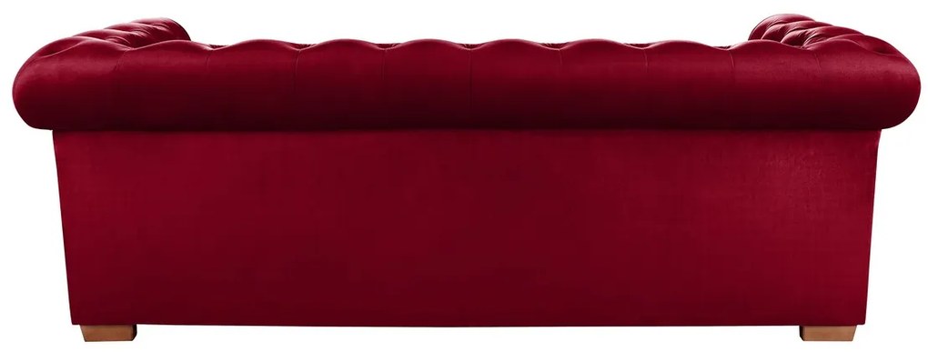 Oxford Chesterfield Kihúzható Kanapé, 88x216x75 cm, 3 személyes, piros