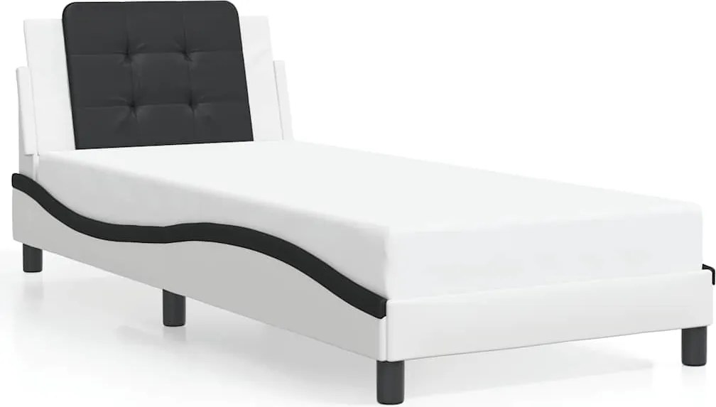 vidaXL fehér és fekete műbőr ágykeret matrac nélkül Zadar 80 x 200 cm