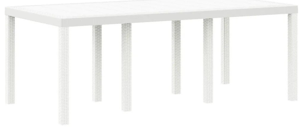 Kerti Asztal Fehér 200x100x73 cm Poli Rattan