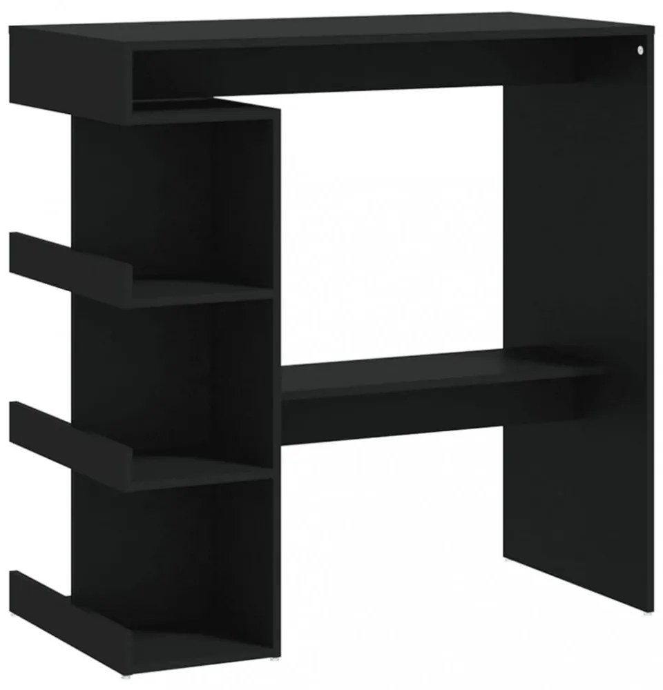 fekete szerelt fa bárasztal tárolópolccal 100 x 50 x 101,5 cm