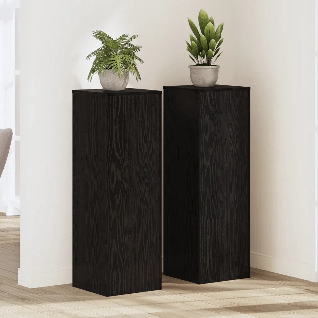 Növényállványok 2 db Fekete tölgy 66x33x100 cm Mérnöki fa