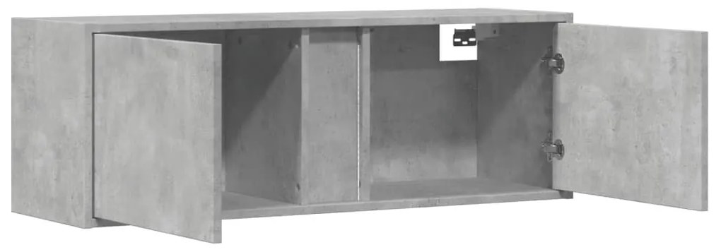 betonszürke falra szerelhető TV-szekrény LED-del 100x31x35 cm