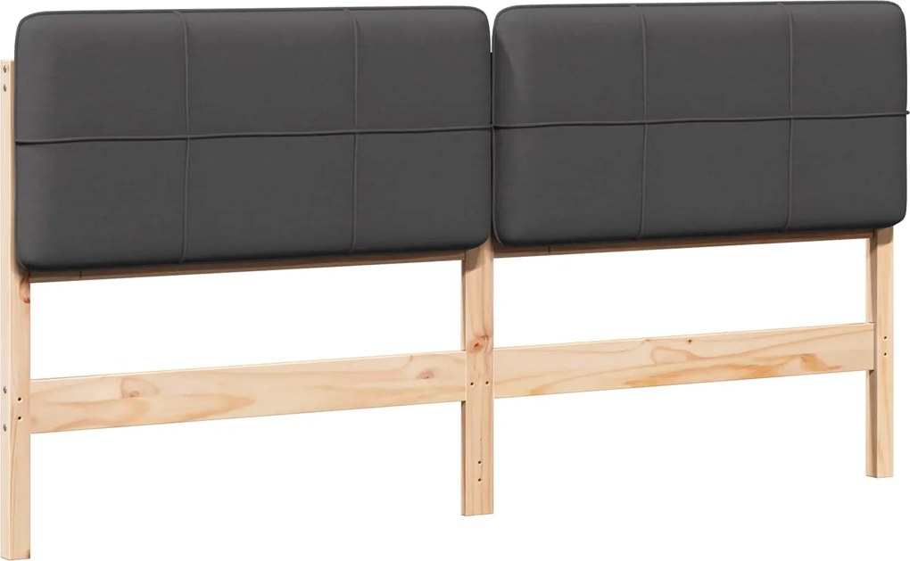 vidaXL Kárpitozott fejtámla Barna és sötétszürke 200 cm Tömör fenyőfa