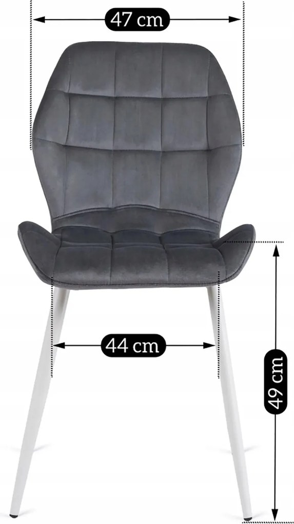 Krzesło LUCKY Szare z Białymi Nogami Welurowe