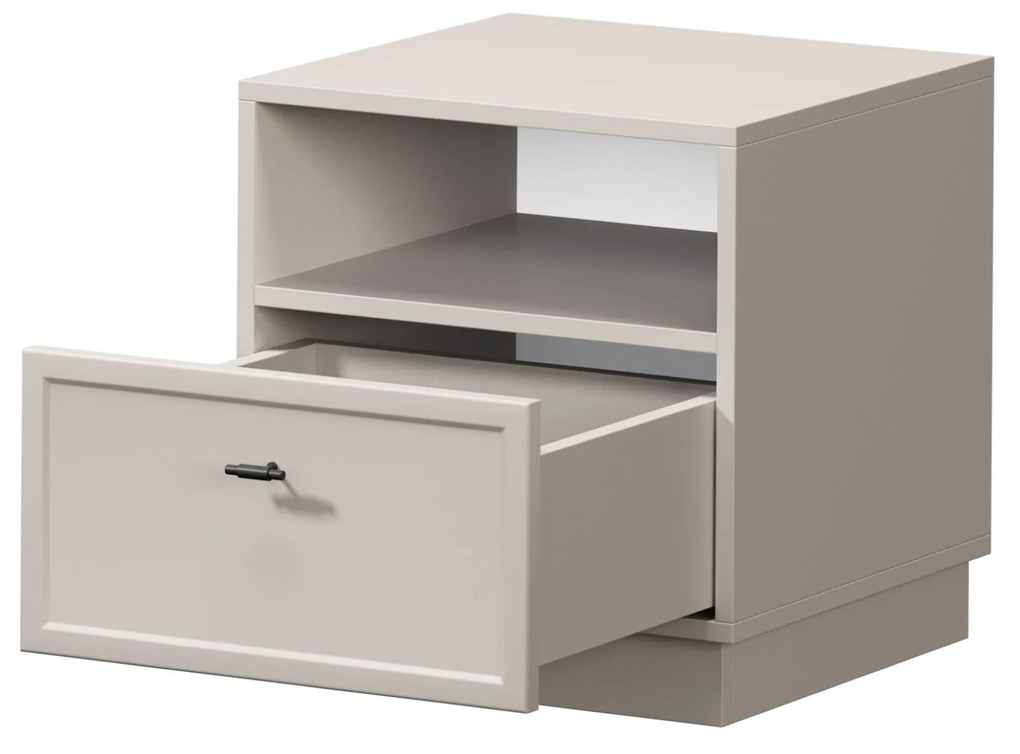 Lorini fiókos éjjeliszekrény 45 cm - kasmír / fekete T-bar fogantyúk