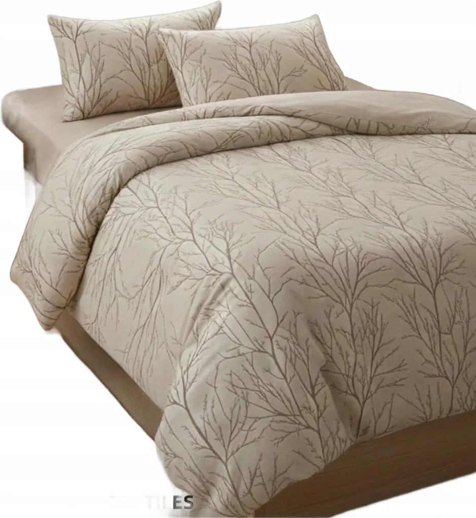 Marlenka Home Textil Ágyneműhuzat Garnitúra Krémszínű Fákkal 200 x 220 Opa