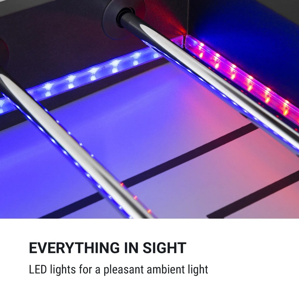 KLARFIT Arrowhead, asztali foci, 117 x 68, LED megvilágítás, automatikus gólszámláló, fekete