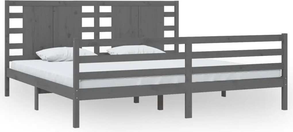 vidaXL szürke tömör fenyőfa ágykeret 200 x 200 cm