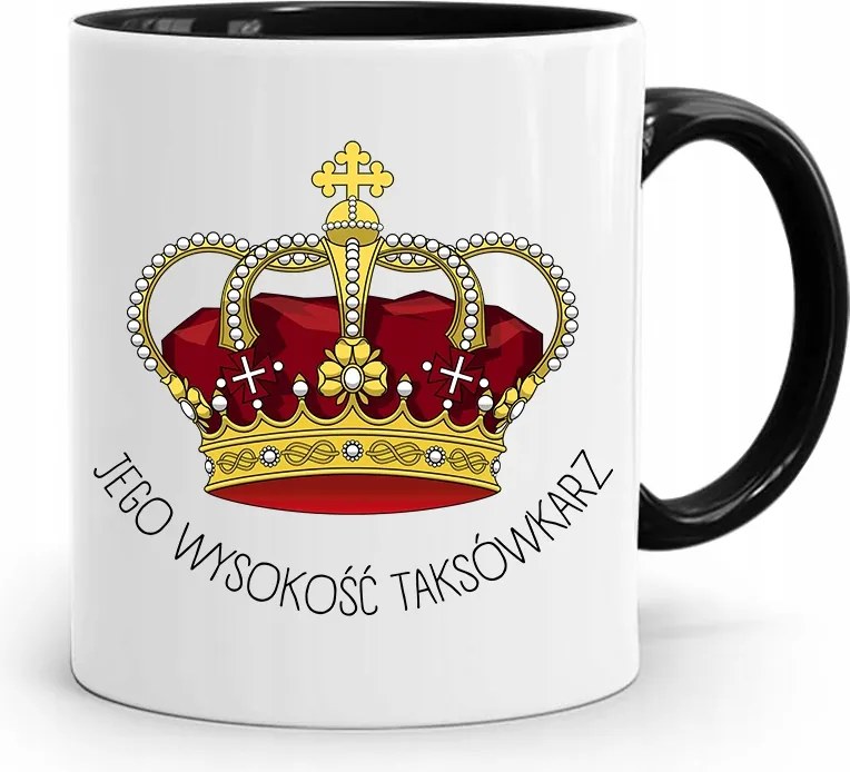 Fekete Bögre Ajándék Taxisofőrnek Őfelsége fényképes nyomattal