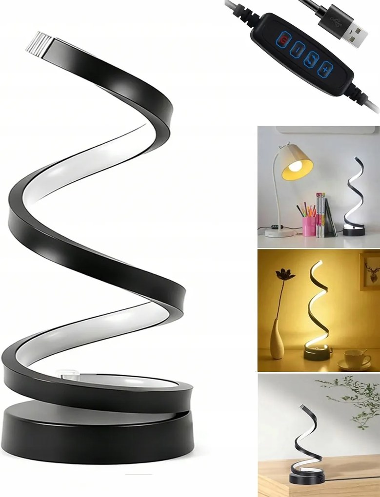 Led Asztali Lámpa Hálószobába, Spirális Asztali Lámpa 3 Színben Lámpa