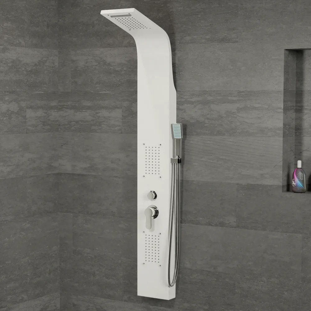 Bologna WHITE zuhanypanel, rozsdamentes acél