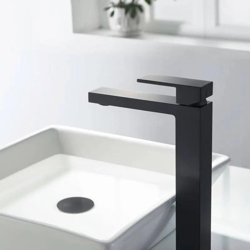 AREZZO design CUBEFIELD magasított mosdócsaptelep, fekete