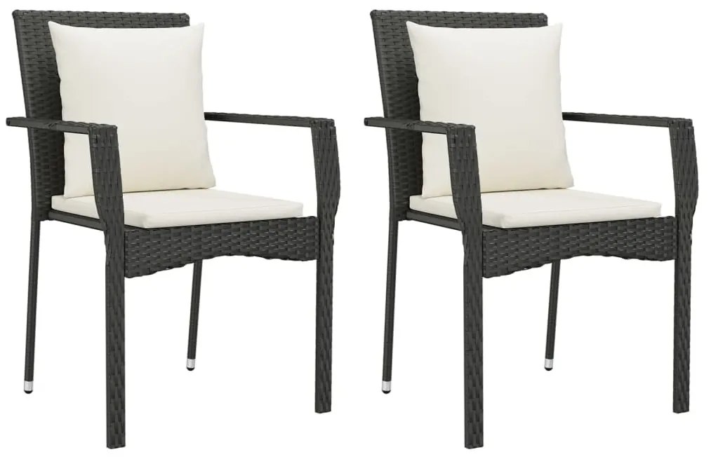 9 részes fekete polyrattan kerti étkezőgarnitúra párnákkal
