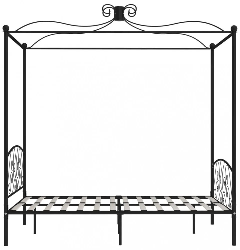 fekete fém baldachinos ágykeret 120 x 200 cm