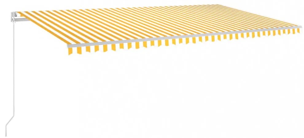 sárga és fehér kézzel kihúzható LED-es napellenző 600 x 350 cm