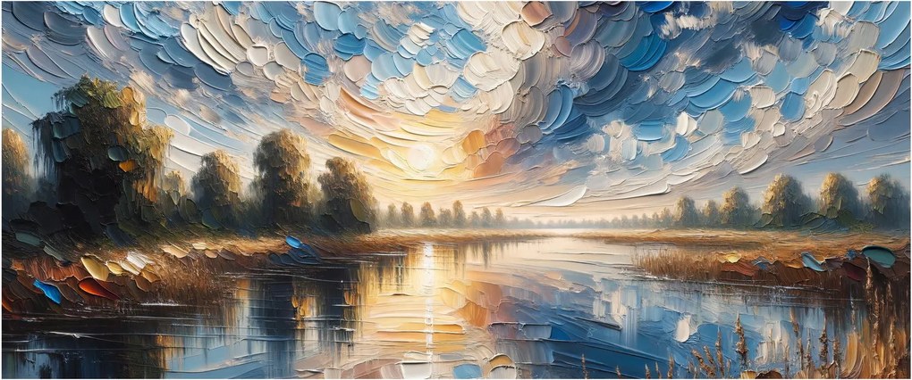 Kép - Napfestmény a víz felett (120x50 cm)