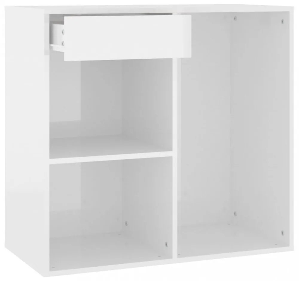 magasfényű fehér szerelt fa pipereszekrény 80 x 40 x 75 cm