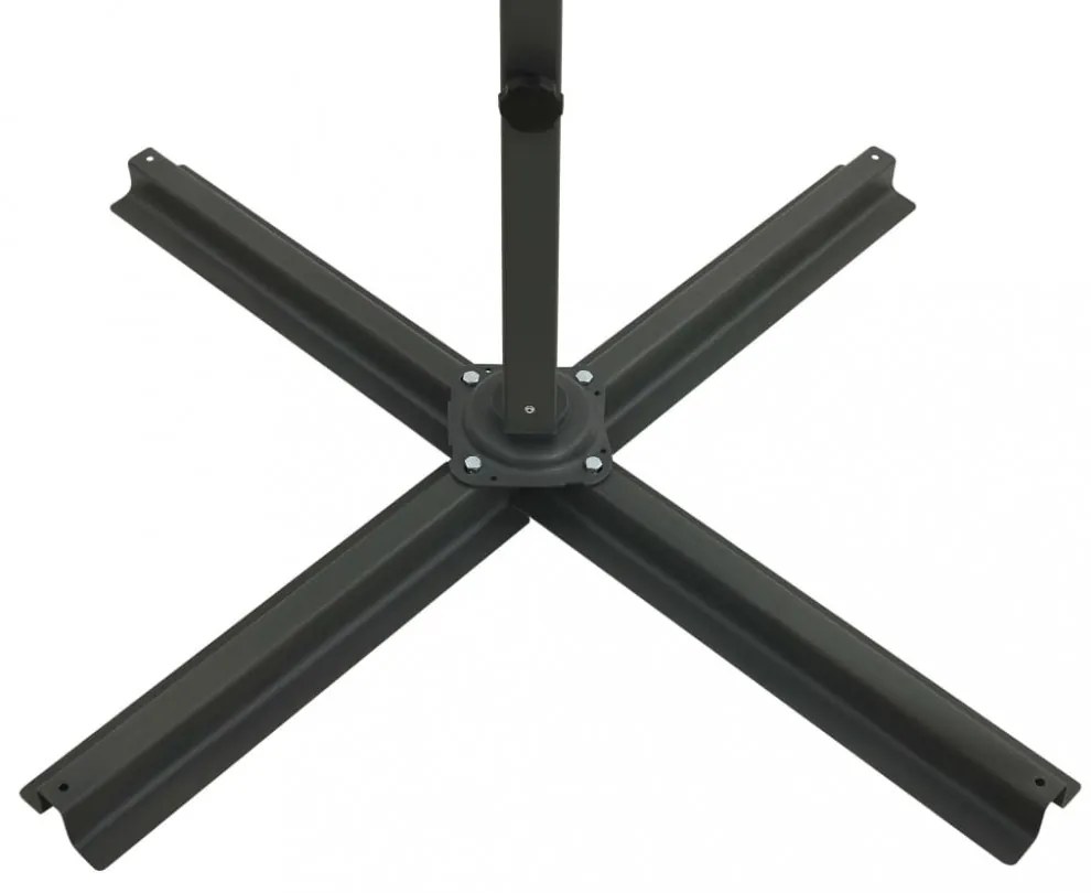 azúrkék konzolos napernyő rúddal és LED-fényekkel 250 cm