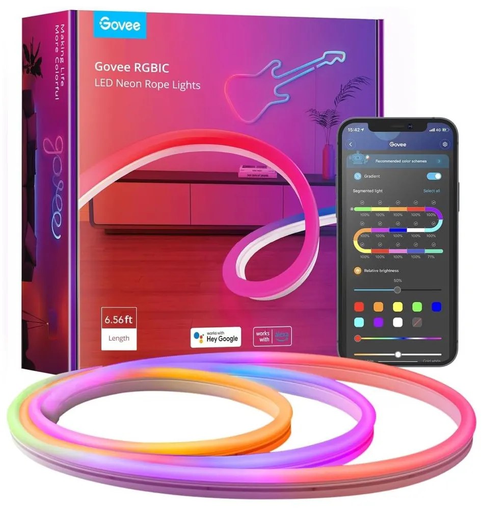 Govee - Neon SMART hajlítható LED szalag RGBIC 2m Wi-Fi IP67