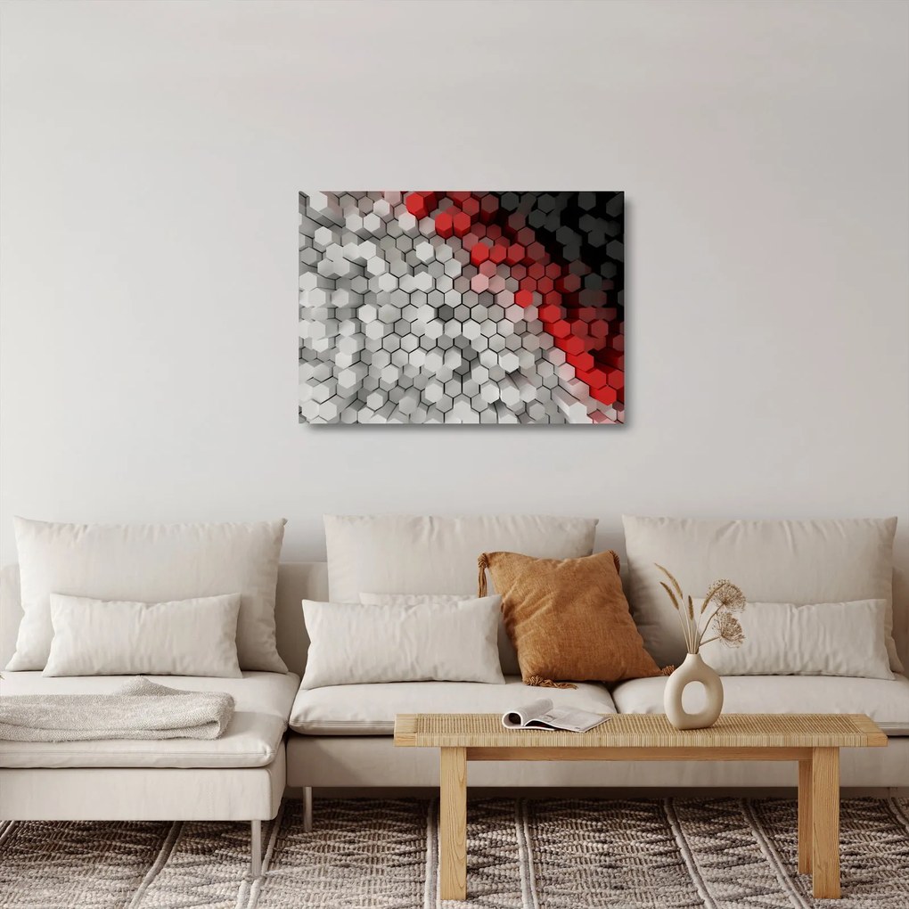 Kép - 3D hatszögek (üvegen) (70x50 cm)