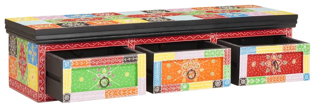 Fali TV szekrény 100x30x24 cm Szilárd Fa Durva Mangó