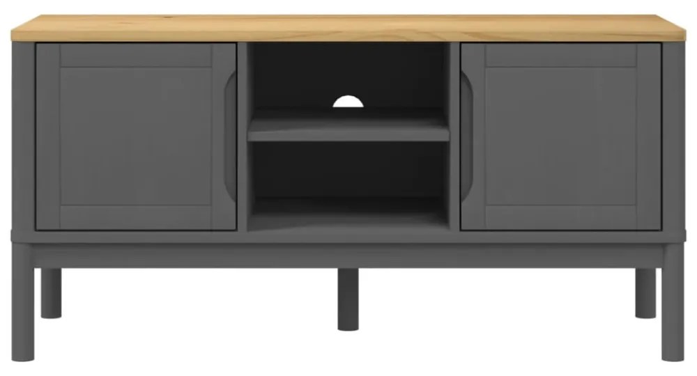 FLORO szürke tömör fenyőfa TV-szekrény 114 x 43 x 55 cm