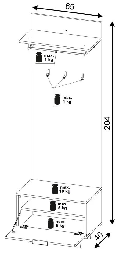 NORDIC D Előszobafal Evoke Tölgy/Grafit Színben