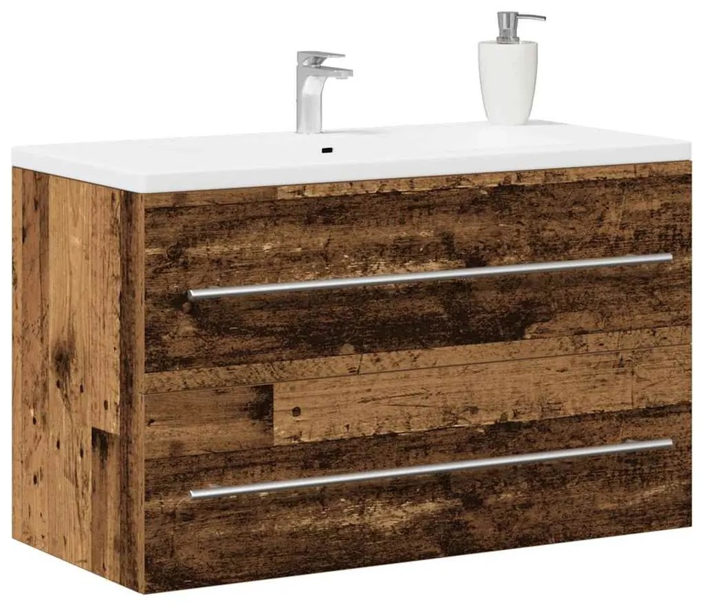 Antik fa színű szerelt fa mosdószekrény 80x38,5x48 cm