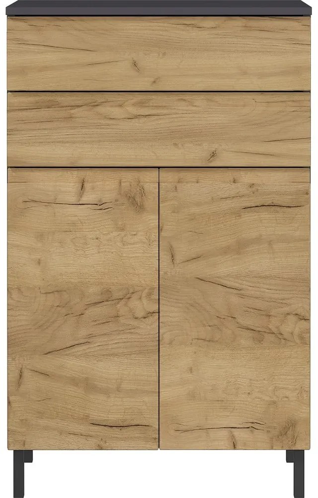 Sötétszürke fürdőszoba szekrény tölgyfa dekorral 60x97 cm Salinas - Germania