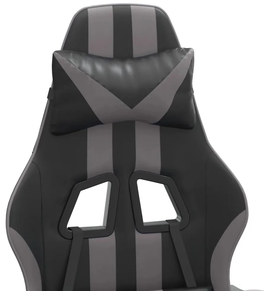 vidaXL fekete és szürke műbőr forgó játékszék lábtartóval