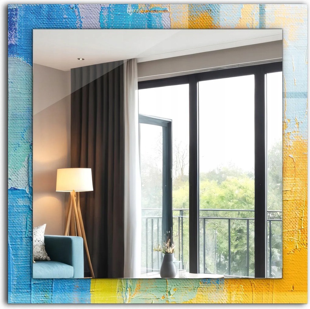 Falra akasztható dekoratív tükör Absztrakt olajfestmény 60 x 60 cm