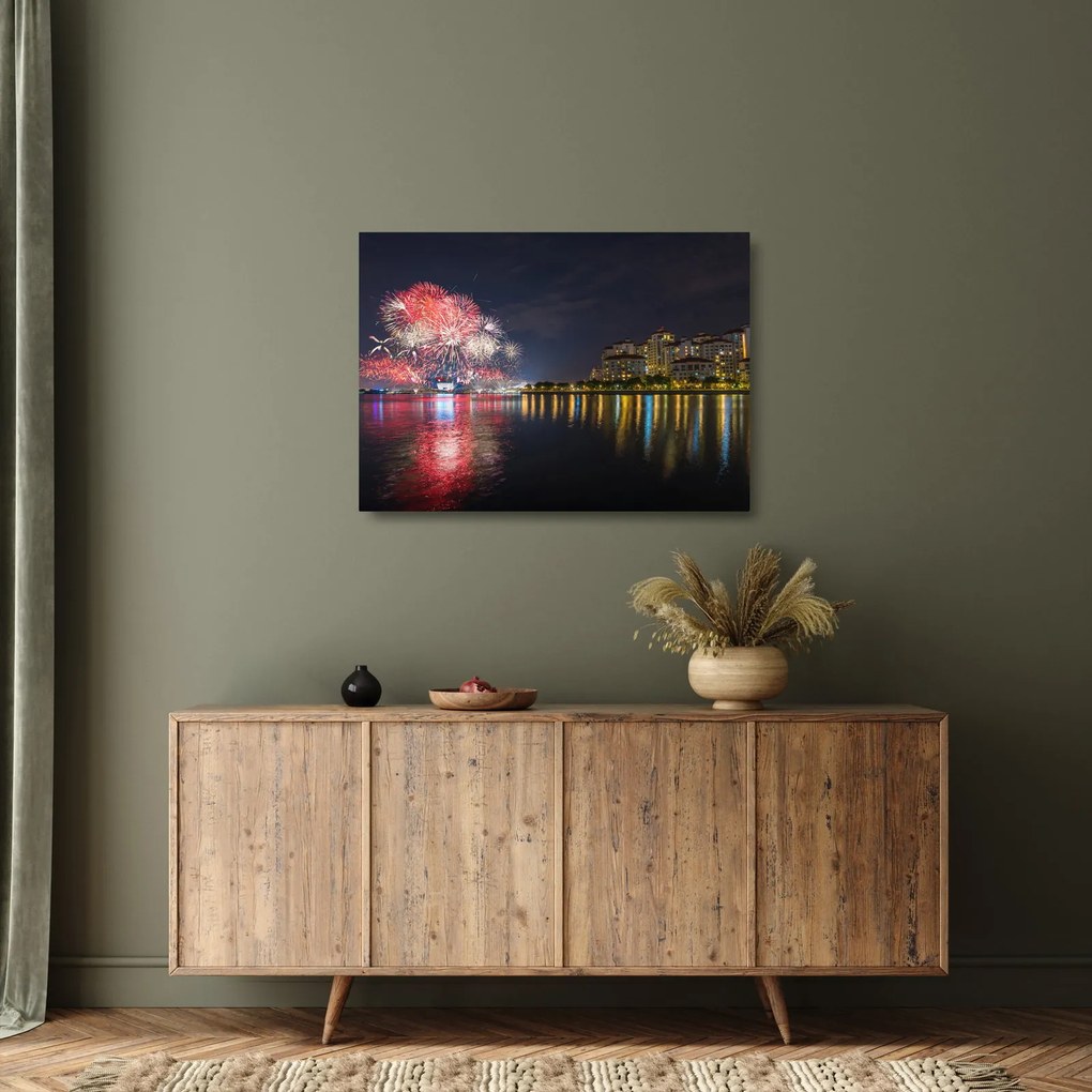 A szingapúri tűzijáték képe (üvegen) (70x50 cm)