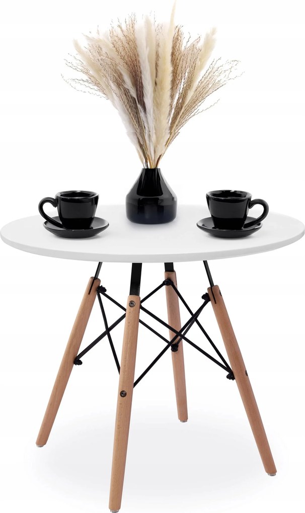 Dohányzóasztal Kerek Fehér Skandináv Kis Dsw Pad Asztal 60cm Gyerekeknek