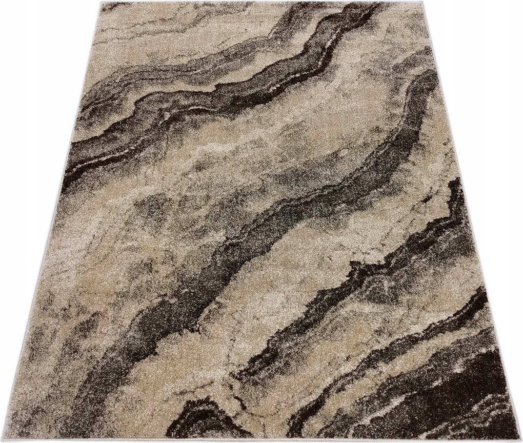 Szőnyeg 140x190 Bézs Barna Modern Hálószoba Nappali Masszív Márvány