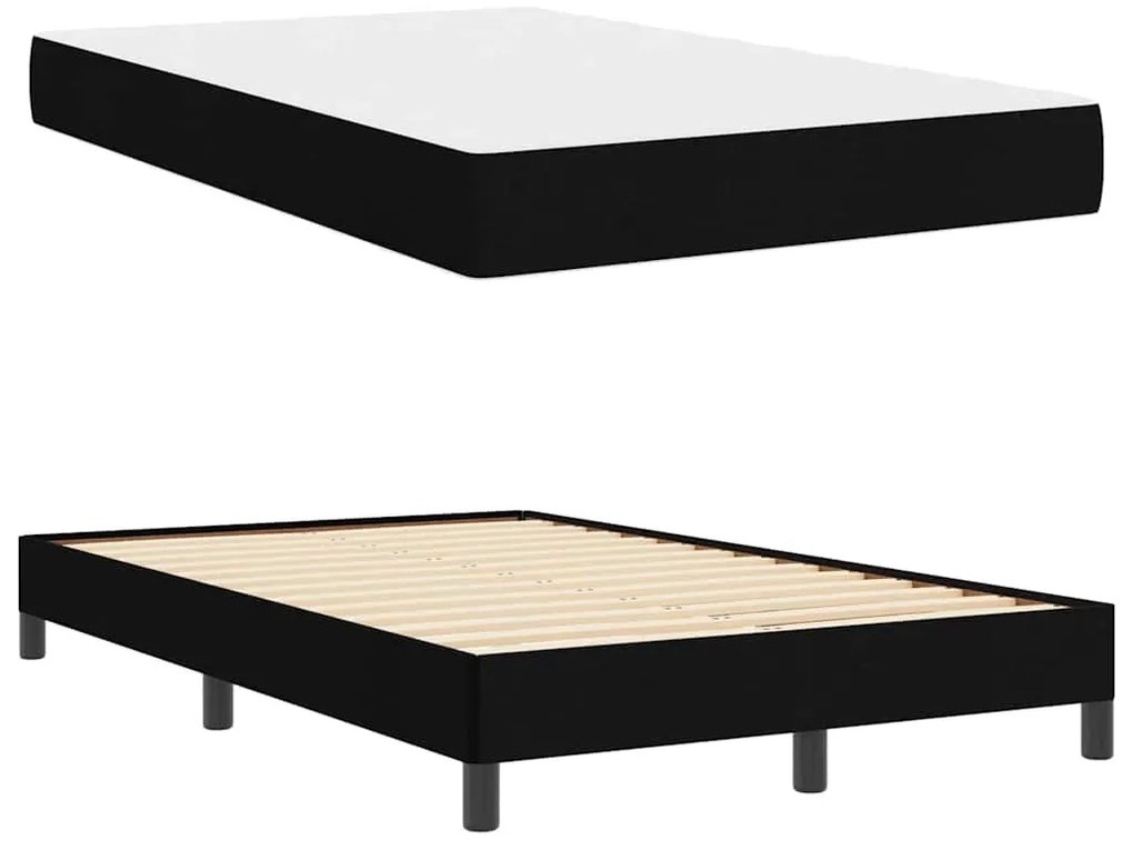 Boxrugós ágy matracmal Fekete 120 x 190 cm szövet